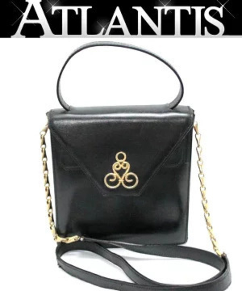 Celine Bagblack leather top handle handbag flap chain shoulder strap